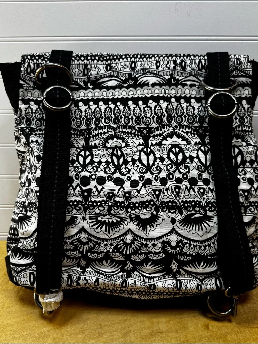 Sakroots One World Design Black & White Graphic Olympic Backpack/Crossbody